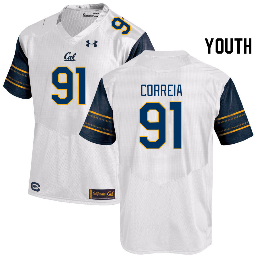Youth #91 Ricky Correia California Golden Bears College Football Jerseys Stitched Sale-White